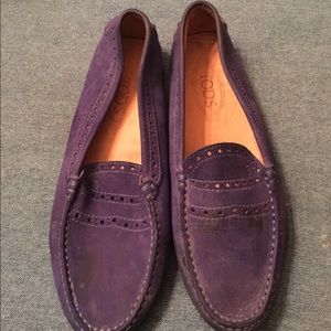 Tods blue suede moccasins